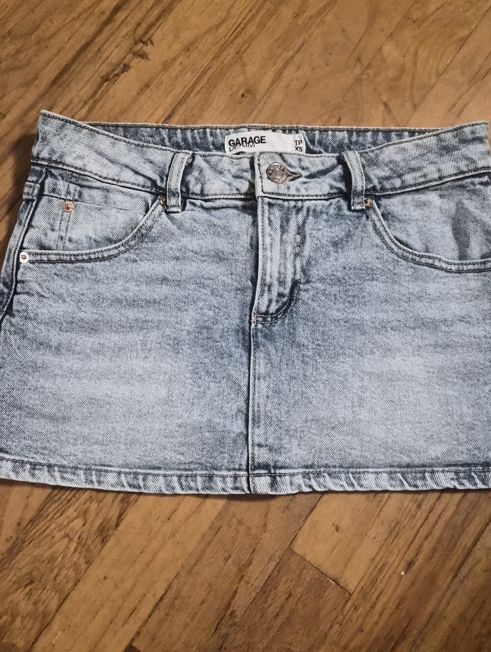 Garage Denim Jean Mini Micro Skirt Skort XS Light Wash